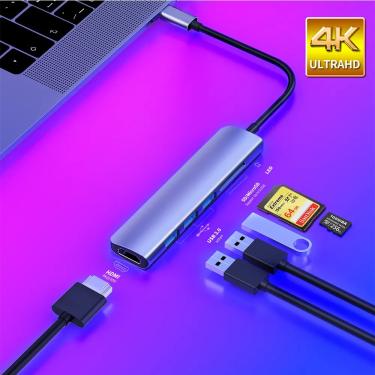 Imagem de USB Tipo-C para Adaptador HDMI  4K Thunderbolt 3  Hub 3.0  Slot para Leitor TF SD  PD para MacBook