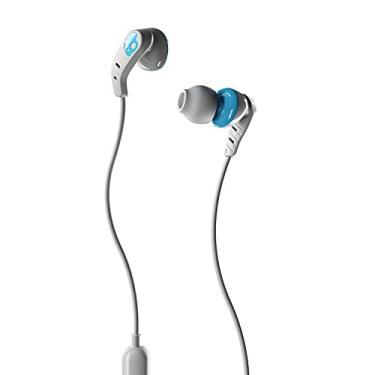 Imagem de Skullcandy Conjunto de fones de ouvido intra-auriculares Lightning com fio, microfone, funciona com iPhone - cinza claro/azul