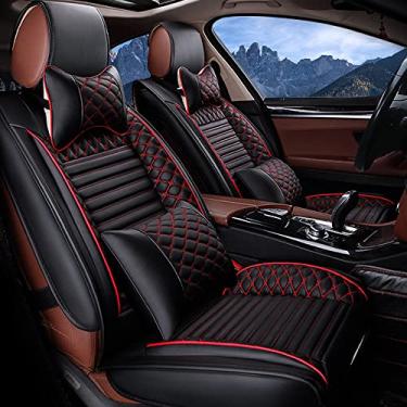 Imagem de Jialuode Capas de assento de carro compatíveis com Mercedes-Benz A180 A210 A220 A220 A250 A35 Vaneo S560E S55AMG x250 S430 modelo de carro, protetor de assento de couro durável dianteiro e traseiro conjunto completo capa de almofada