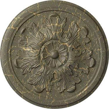 Imagem de Medalhão de teto Ekena Millwork CM12LEACS Legacy Acanthus, 12 3/4"OD x 7/8"P (Fits Canopies up to 3 1/2"), Hand-Painted Witch Hazel Crackle
