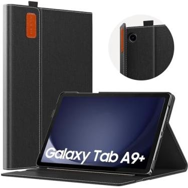 Imagem de MoKo Capa para Samsung Galaxy Tab A9 Plus de 11 polegadas 2023, capa protetora com suporte de vários ângulos para tablet Galaxy Tab A9+ (SM-X210/SM-X216/SM-X218) com despertar/hibernar automático, bolso frontal, preta