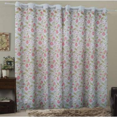 Imagem de Cortina Microfibra Com Voil Estampada 2M X 2,50M - Branco 9