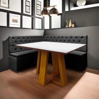 Imagem de Conjunto Canto Alemão com Bau para Bar Lanchonete Capitone Cinza 125x160cm SOFA STORE