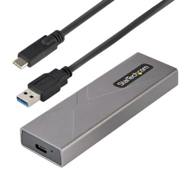 Imagem de StarTech. Com caixa USB-C 10Gbps para M.2 NVMe ou M.2 SATA SSD – Caixa externa de alumínio M.2 PCIe/SATA NGFF SSD – Cabos USB tipo C & A – Suporta 2230/2242/2260/2280 (M2-USB-C-NVME-SATA)