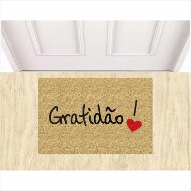 Imagem de Tapete Capacho Kapazi Gratidao 60x40 Cm porta entrada casa lar apartamento decorativo limpa pé.