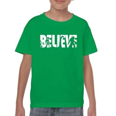 Imagem de Camiseta juvenil Believe Alien Bigfoot Loch Ness Monster Funny Space UFO Hunter Sasquatch Yeti Dinosaur Nerdy Kids, Verde, M