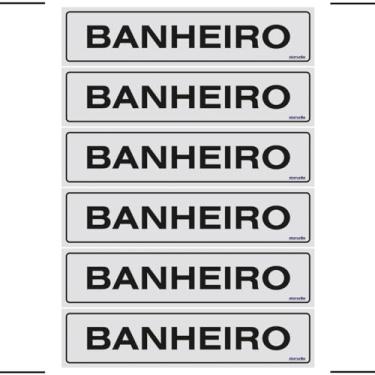Imagem de Combo 6 Placas De Sinalização Banheiro 30x7 Ekomunike - B-510 F9e