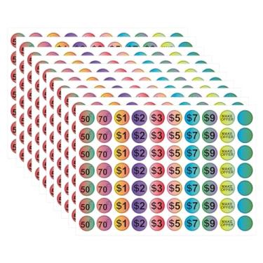 Imagem de CIEOMODA Adesivos de preço de venda de garagem de 2,5 cm, adesivo colorido pré-impresso em dólar, adesivos de preços pré-impressos para mercado de pulgas de cor gradiente 700 peças 0,5-9USD
