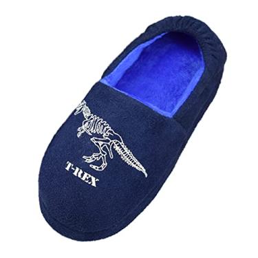 Imagem de Tirzrro Pantufas infantis para meninos grandes com material viscoelástico macio antiderrapante e antiderrapante, Dark Blue, 10-11 Little Kid