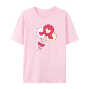 Imagem de Camiseta Love Graphics para homens e mulheres com estampa engraçada de balão para amigos amor, rosa, 4G