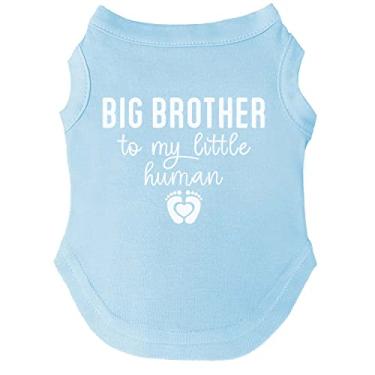 Imagem de Tamanhos de camiseta Big Brother to My Little Human Dog para filhotes, brinquedos e raças grandes (azul bebê, 2GG 167)