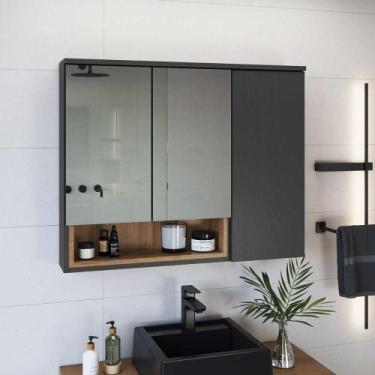 Imagem de Armário Espelheira Para Banheiro Com 3 Portas E 1 Nicho 80cm - Casa La