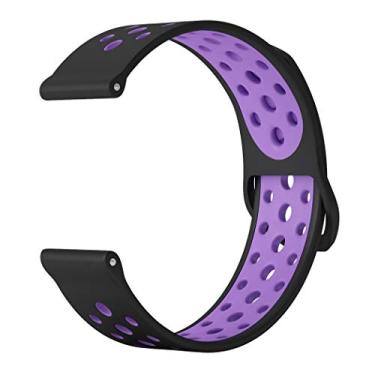 Imagem de Pulseira Sport de silicone compatível com Amaz fit GTR 42MM (Preto com roxo)