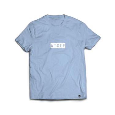 Imagem de Camiseta Wiser Masculina 100% Algodão Azul Bebe - Branca
