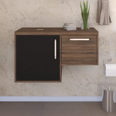 Imagem de Armário Gabinete Nexus 83L Contemporâneo Nogal/Preto Ônix