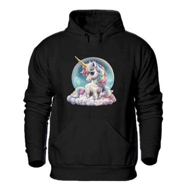Imagem de Blusa de Frio Feminina Abrigo Moletom Quentinho Estampa Unicornio Confortavel Macia