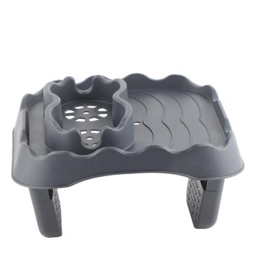 Imagem de Bandeja de mesa para banheira de hidromassagem, bandeja lateral antiderrapante, bandeja de braço com suporte de copo para piscinas, banheira de spa (Cinza)