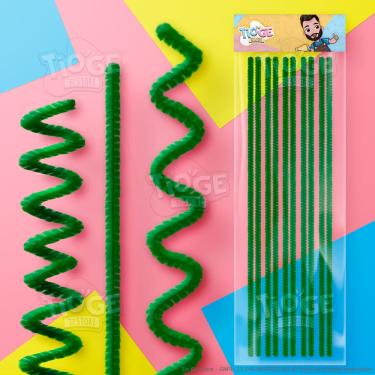 Imagem de Hastes Flexíveis de Pelúcia Cabelo Maluco Artesanato Limpador Chenille Cor Verde Escuro 10 unid