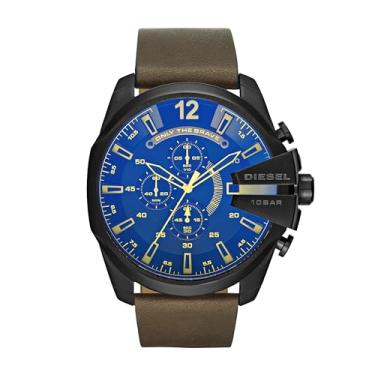 Imagem de Diesel Mega Chief Relógio masculino cronógrafo de aço inoxidável e couro, cor: marrom/preto (modelo: DZ4401), Marrom, Mega Chief