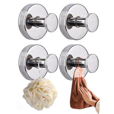 Imagem de 4 PCS Suction Cup Hooks for Shower,Luxe Grip No Drill Hooks,Removable Reusable Stainless Steel Bath Towel Hooks,Suction Hooks for Bathroom Kitchen,Max Load 10KG/22lb (Silver)