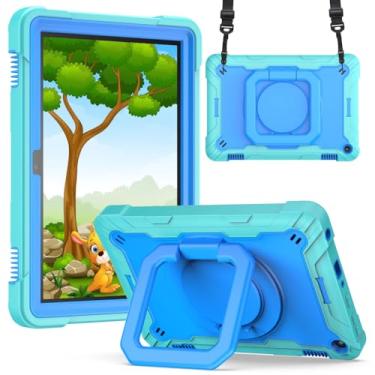 Imagem de Capa giratória de 360 graus para Kindle Fire HD 8/HD 8 Plus 2020, capa híbrida 2 em 1 com alça de ombro (AQ-BL, Fire HD 8 2020)
