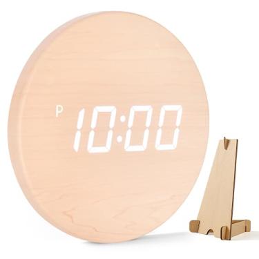 Imagem de Relógio de parede digital de LED minimalista sem fio – recarregável | Suporte de mesa incluído | Modo noturno, relógio silencioso | Decoração de quarto para cozinha, sala de estar, quarto, escritório