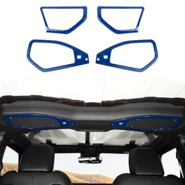 Imagem de JOSHELA Capa de acabamento para alto-falante de teto 2024 Jeep JL A Pillar Top Apto para Jeep Wrangler JL JLU Gladiator JT 2024 Up Blue Acessórios interiores 4 peças