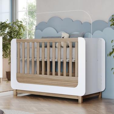 Imagem de Berço Mini Cama 2 em 1 Aconchego Henn - Branco com Jequitibá HP