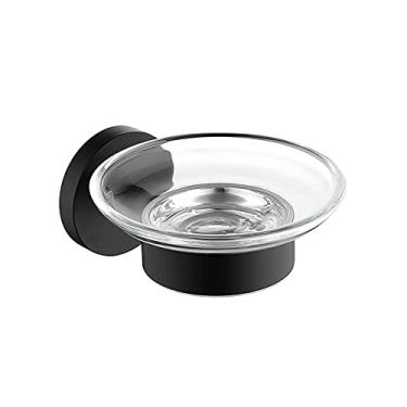 Imagem de Toalheiro preto fosco ganchos de banheiro conjunto de ferragens barra de sabonete saboneteira anel de toalha escova higiênica suporte de papel acessórios de banheiro, saboneteira