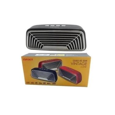 Imagem de Caixa de som retro vintage bluetooth fm vc-m270bt-preto - INFOKIT