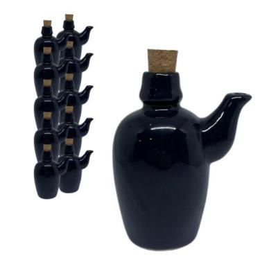 Imagem de Kit 10 Jarra Porta Shoyu Sushi Preto com Rolha Porcelana - Prattos