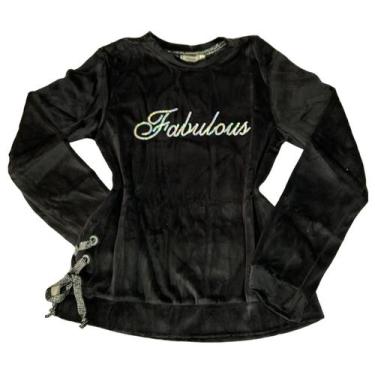 Imagem de Blusa De Frio Moletom Menina Veludo Estilosa Top - Anj Modas, Preto, 8