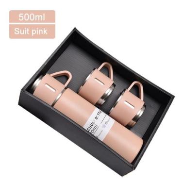 Imagem de Garrafa Térmica Squeeze de Café Antivazamento 500ml com 2  Canecas - G