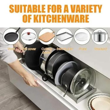 Imagem de Organizador Suporte Ajustável Expansível Para Tampa e Panelas Cozinha 