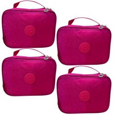 Imagem de kit 4 estojo escolar box organizador com elastico divisoria grande par