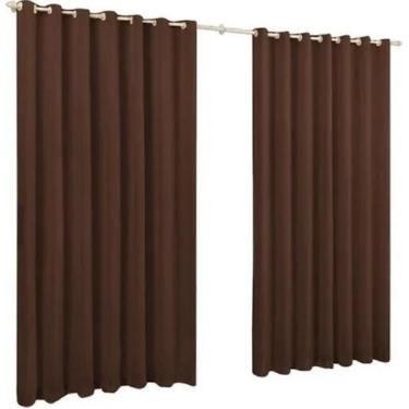 Imagem de Cortina de Microfibra 2,00x1,70 Marrom Ilhós Cromado - Confecções evan