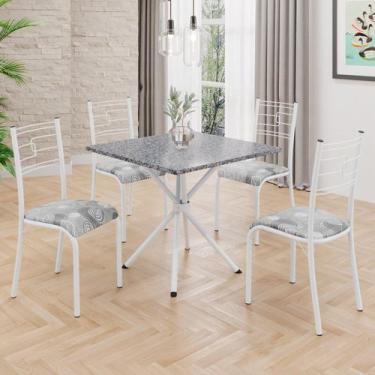 Imagem de Conjunto Sala de Jantar Mesa Quadrada 75x75cm Tampo Granito Ocre 4 Cad