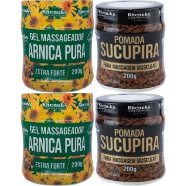 Imagem de Kit 2 Gel Massageador Arnica Pura 200g + 2 Pomada Sucupira - Rhenuks