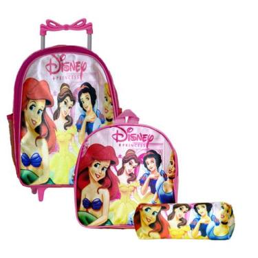 Imagem de Kit Mochila Infantil Rodinha Princesas Grande Passeio Menina - Toys 2U