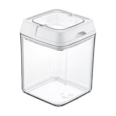 Imagem de Pote de Acrílico Hermético Quadrado C/ Tampa 1 Litro Branco 6506 Weck