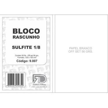 Imagem de Bloco Rascunho Sulfite 1/8 105x155 50f Com 5 9007 - Fd Grafica