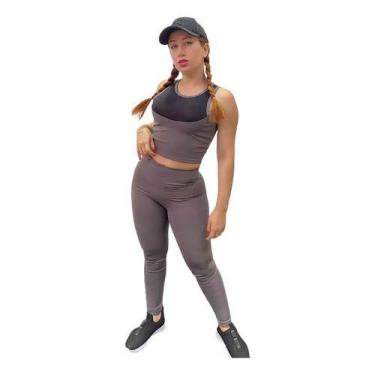 Imagem de Kit Top Com Bojo E Legging Cintura Alta Academia K03 - Fanáticos por C