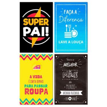 Imagem de Kit 4 Placas Decorativas Frases Pai Mãe 20x30 cm Mdf - Art Print