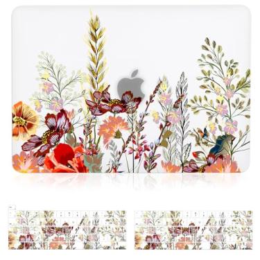 Imagem de iDonzon Capa para MacBook Pro de 13 polegadas M2 M1 A2338 A2289 A2251 A2159 A1989 A1706 versão 2023-2016, efeito 3D fosco transparente transparente capa rígida e capa de teclado compatível com Pro 13.3 Touch ID, Field Flower