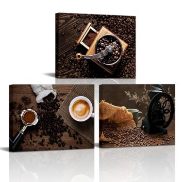 Imagem de Sepwrol Arte de parede com tema de café vintage marrom grão de café e moedor manual de...