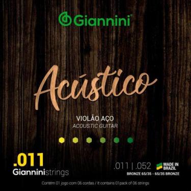 Imagem de Kit 2 encordamento violão aço giannini gespw bronze série acústico 011