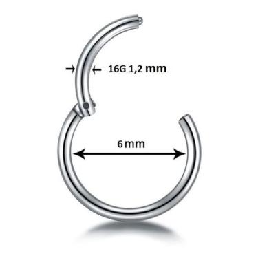 Imagem de Piercing Argola Titânio Septo Helix Cartilagem 6 8 10 Mm - DeCastro jo