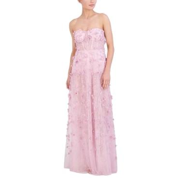 Imagem de BCBGMAXAZRIA Vestido maxi feminino sem alças com decote em coração, Lilás, 38