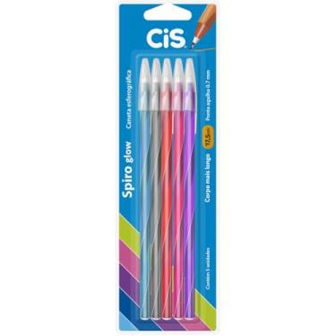 Imagem de Caneta Esferográfica SPIRO GLOW, CIS, Multicor, Blister com 5 unidades