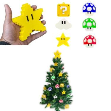 Imagem de Kit Arvore De Natal Super Mario + Estrela Topo Geek - Super 3D, M
